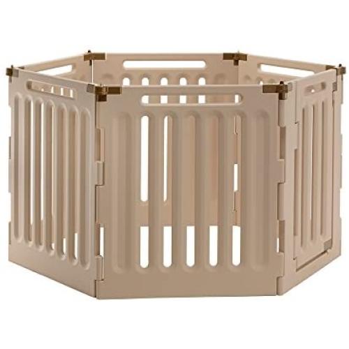 Richell Convertible Indoor/Outdoor Pet Playpen, Large, Soft Tan/Mocha