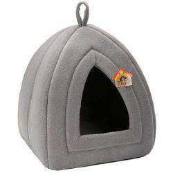 Hollypet Self-Warming 2 in 1 Foldable Comfortable Triangle Pet Cat Bed Tent House