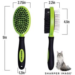 Soft Bristle Dog Brush for Short Haired Cats or Dogs - Firm Bristles to Remove Dust, Dirt, and Loose Fur - Hook and Rubber Handle