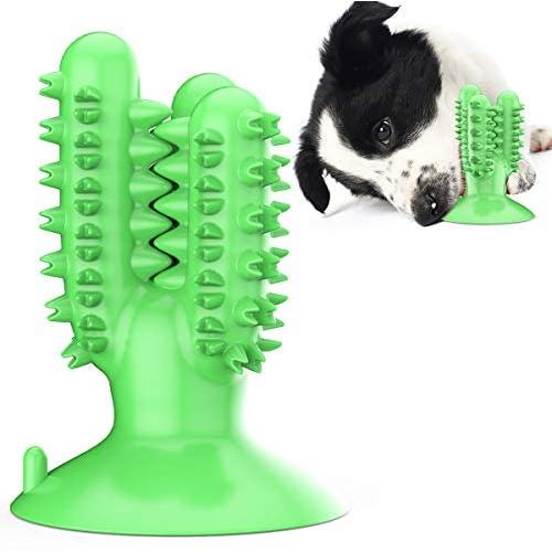 USWT Durable Bite-Resistant Dog Float Toy Pet Food Dispensing Ball Doggy Toys Dogs Supplies Teeth Cleaning Chew Toothbrush Keep Oral Health Increase Volume Resist Knife Cutting Axe Chopping (Green)