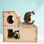 Cat Tree Climbing Frame, Double Ladder Cardboard Cat House, Removable, Foldable, Strong and Stable, Comfortable and Durable - for Kittens, Puppies, Rabbits