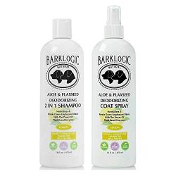 BarkLogic Deodorizing 2 in 1 Dog Shampoo and Coat Spray Kit - Natural Enzymes With Refreshing Lemon Essential Oil, Eco-Friendly, No Sulfate Dog Deodorizing Formula for Sensitive And Dry Skin