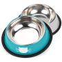 Legendog 2Pcs Cat Bowl Pet Bowl Stainless Steel Cat Food Water Bowl Non-Slip Rubber Base Small Pet Bowl Cat Feeding Bowls Set (Gray Blue)