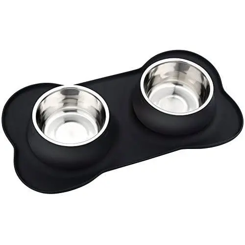 Pet Deluxe Dog Bowls Stainless Steel Dog Bowl with Non Spill Skid Resistant Silicone Mat 24/54 oz Double Pet Bowls Feeder Bowl for Dogs Cats and Pets Pet Deluxe Dog Bowls Stainless Steel Dog Bowl with Non Spill Skid Resistant Silicone Mat 24/54 oz Double Pet Bowls Feeder Bowl for Dogs Cats and Pets