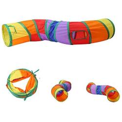 KnocKconK Cat Play Tunnel, Colorful Rainbow Pet Tube Toy Collapsible, S-Tunnel Hole, Cat Indoor Game for Hiding Training and Running, Interactive Cat Puzzle Exercisin