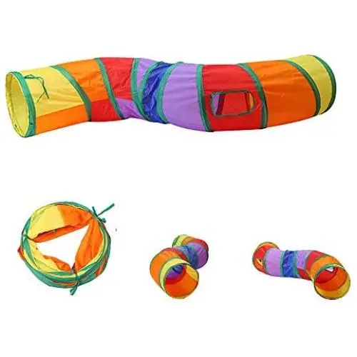 KnocKconK Cat Play Tunnel, Colorful Rainbow Pet Tube Toy Collapsible, S-Tunnel Hole, Cat Indoor Game for Hiding Training and Running, Interactive Cat Puzzle Exercisin