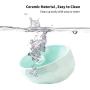 Jemirry Ceramic Pet Bowls with Stand - Cat Water Bowl and Food Dish, Solid Wooden Water Stand Feeder Set for Puppy and Cat