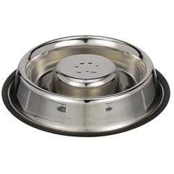 NEATER PET BRANDS Slow Feed Bowl Stainless Steel Metal (Non Tip Style) - Stops Dog Food Gulping, Bloat and Rapid Eating (Large, Non-Tip Base)