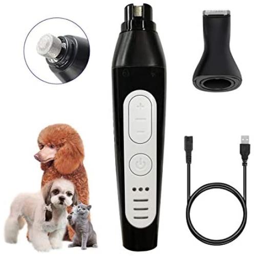 PetsBark 2in1 Dog Nail Grinder and Grooming Clippers, Professional Pet Nail Trimmer, Noiseless Rechargeable Cordless Safety Paw Tool Trimming Large Dogs Pets Hair Around Paws, Eyes, Ears, Face