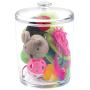 mDesign Tall Plastic Pet Storage Canister Jar with Lid - Holds Cat/Kitten Food, Treats, Toys, Medical, Dental and Grooming Supplies - Medium - 3 Pack - Clear