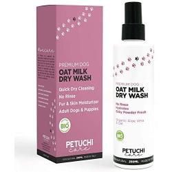 PETUCHI Dog Dry Wash with Organic Oatmeal and Aloe Vera; Baby Powder Fresh; No-Rinse Spray