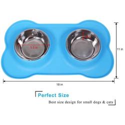 UPSKY Dog Cat Bowls Stainless Steel Double Dog Food and Water Bowls with No-Spill No-Skid Silicone Mat, Pet Feeder Bowls Small Puppy Bowl for Small Dogs Cats