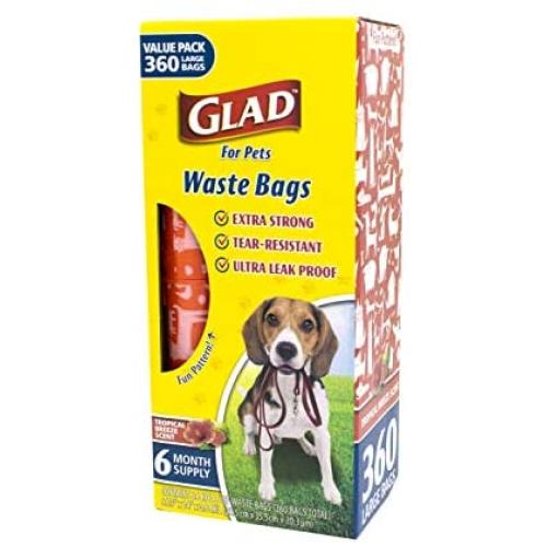 Glad for Pets Large Dog Waste Bags Value Pack | Scented, Tear-Resistant Poop Bags for Dog Cleanup | 24 Rolls, 360Count Glad for Pets Large Dog Waste Bags Value Pack | Scented, Tear-Resistant Poop Bags for Dog Cleanup | 24 Rolls, 360Count