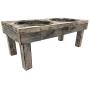 Huntley Pet Berjen Table Elevated Double Bowl Pet Feeder, White Wash