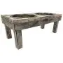 Huntley Pet Berjen Table Elevated Double Bowl Pet Feeder, White Wash Huntley Pet Berjen Table Elevated Double Bowl Pet Feeder, White Wash