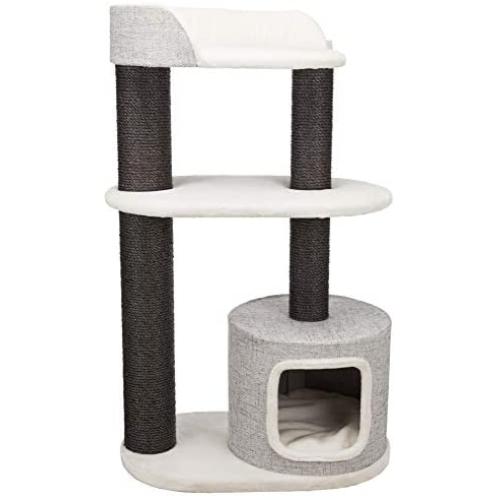 Royal Pet Club Cara Gray Cat Tower for Large Cats, with Scratching Posts, Two Platforms, Top Platform Padded with Back Rest, Condo, Removable Cushion (44444)