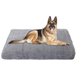 AIPERRO Dog Bed Crate Pad Mat with Removable Washable Cover, Non Slip Plush Pet Sleeping Mattress Thick Soft Cotton Cushion for Small Medium Large Dogs (Grey, 40'' x 27'')