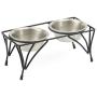 PetRageous 12111SS Moon Metal Non Slip Dog Diner, Black, 1-Cup Capacity, Two Dishwasher Safe Stainless Steel Bowls, 5-Inch Tall Feeder, for Small and Medium Dogs and Cats
