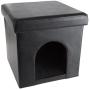 PETMAKER Pet House Ottoman- Collapsible Multipurpose Cat or Small Dog Bed Cube and Footrest with Cushion Top and Interior Pillow