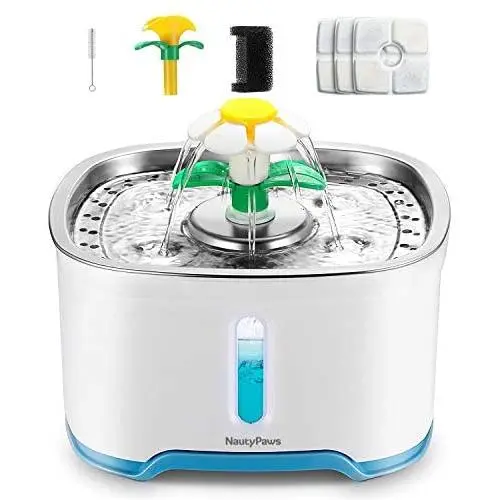 NautyPaws Cat Water Fountain Stainless Steel, 2.5L Pet Water Fountain Dispenser for Cats and Dogs with 3 Replacement Filters & 1 Brush (Blue) NautyPaws Cat Water Fountain Stainless Steel, 2.5L Pet Water Fountain Dispenser for Cats and Dogs with 3 Replacement Filters & 1 Brush (Blue)