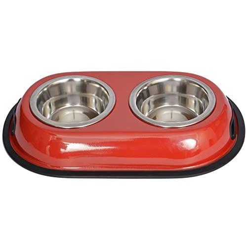 Iconic Pet 4-Cup Color Splash Stainless Steel Double Diner for Dog/Cat