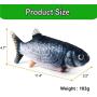 DPKISS Cat Kicker Toy Moving Fish 11'' with Realistic Tail Wagging Interactive Plush with USB Rechargeable Battery Fun Toy for Cat Exercise, Cat-Fish-Toy-Kitty-Interactive