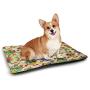 Nursery Dog Mat Children Kid Apes Monkeys Playing in Exotic Forest with Big Trees and Daisy Blooms Pet Mats for Food and Water Multicolor