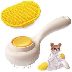Self Cleaning Slicker Short Hair Dog Brush - Pets Grooming Brush for Dog and Cat - Professional Deshedding Brush for Small, Medium Dogs and Cats with Long Hair - Massages Particle Pet Grooming Comb