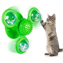ECOSCO Windmill Cat Toy Interactive Stick Cat Toy Turntable Cat Toy with Suction Cup,Pet Interactive Puzzle Training Turntable Teasing Toys