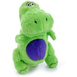 goDog Dinos T-Rex Tough Plush Dog Toy with Chew Guard Technology, Green, Small