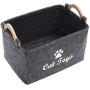 Geyecete CAT Toys Storage Bins - with Wooden Handle, Pet Supplies Storage Basket/Bin Kids Toy Chest Storage Trunk-CAT