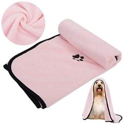 Legendog Dog Towels, 2PCS Super Absorbent Pet Bath Towel Microfiber Dog Drying Towel for Small, Medium, Large Dogs and Cats, Dog Towel for Indoor and Outdoor with Pet Bath Brush (Blue + Pink)