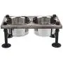 MyGift Torched Wood & Industrial Metal Elevated Double Pet Feeder Stand with 2 Stainless Steel Bowls MyGift Torched Wood & Industrial Metal Elevated Double Pet Feeder Stand with 2 Stainless Steel Bowls