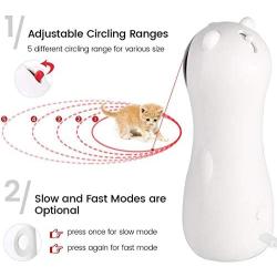 Jiaboyu Cat Laser Toy Automatic,Interactive Toy for Kitten/Dogs - USB Charging / Battery Powered , Placing High,5 Random Pattern,Automatic On/Off and Silent, Fast/ Slow Light Flashing Mode, white