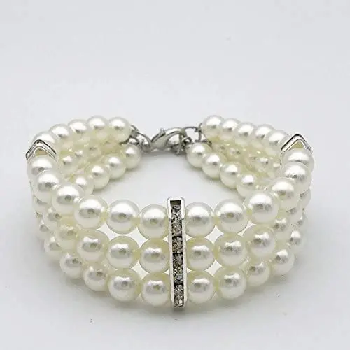 PetFavorites 3 Row White Pearls Diamond Dog Necklace Collar Jewelry with Bling Rhinestones for Pets Cats Small Dogs Girl Teacup Chihuahua Yorkie Clothes Costume Outfits PetFavorites 3 Row White Pearls Diamond Dog Necklace Collar Jewelry with Bling Rhinestones for Pets Cats Small Dogs Girl Teacup Chihuahua Yorkie Clothes Costume Outfits
