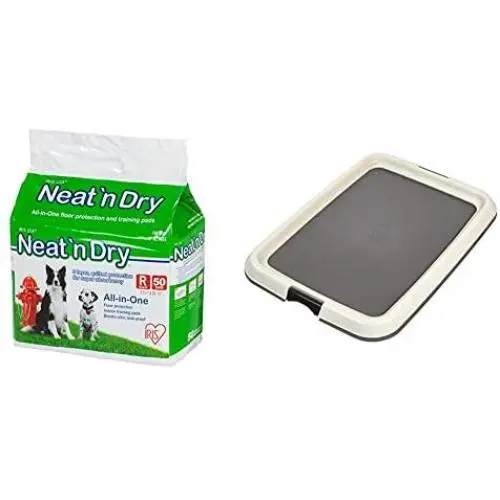 IRIS Neat n Dry Premium Pet Training Pads, Regular, 17.5'' x 23.5'', 50 Count with IRIS Puppy and Dog Training Pet Pad Holder