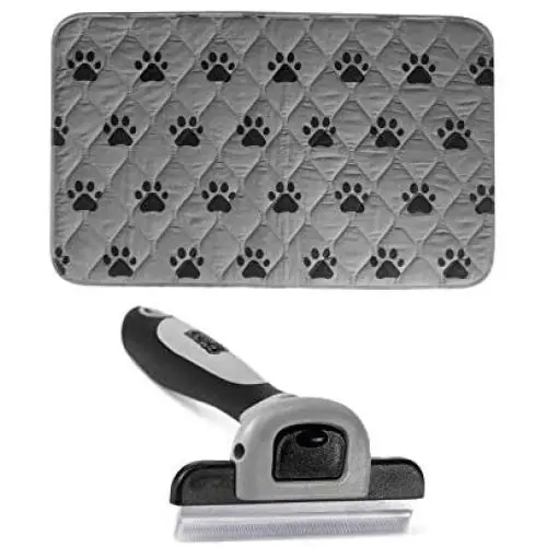 Gorilla Grip Reusable Pet Pad and Dog and Cat Grooming Brush, Washable Pad for Crates and Beds is Size 28x18, Fits 30 Inch Dog Crates, Pet Brush Reduces Shedding, 2 Item Bundle Gorilla Grip Reusable Pet Pad and Dog and Cat Grooming Brush, Washable Pad for Crates and Beds is Size 28x18, Fits 30 Inch Dog Crates, Pet Brush Reduces Shedding, 2 Item Bundle