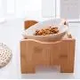 ikjuh Ceramic Cat Bowl with Wood Stand Pet Bowl Heart Shaped Easy Clean 15°Raised Spine Protection Skid Resistance ikjuh Ceramic Cat Bowl with Wood Stand Pet Bowl Heart Shaped Easy Clean 15°Raised Spine Protection Skid Resistance