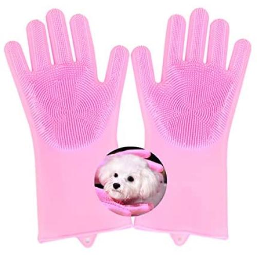 nobrand Pet Grooming Gloves Dog Cat Bathing Shampoo Brush,Advanced Silicone Hair Removal Gloves with high Density Teeth for Cats,Dogs