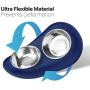Flexzion Double Dog Bowl Feeding Station, Skid Proof Silicone Base with Spill Proof Raised Lip & Two 12oz Stainless Steel Bowls for Food and Water, Ideal for Small to Medium Size Dogs Cats Pet