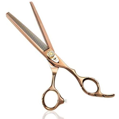 PURPLEBIRD Straight Dog Grooming Scissors Pet Cutting, Thinning Texturizing Shears Professional Safety Blunt Tip Trimming Shearing for Dogs Cats Japanese Stainless Steel 7 Inch, 7.5 Inch Bronze