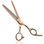 PURPLEBIRD Straight Dog Grooming Scissors Pet Cutting, Thinning Texturizing Shears Professional Safety Blunt Tip Trimming Shearing for Dogs Cats Japanese Stainless Steel 7 Inch, 7.5 Inch Bronze