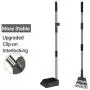 Rednut Dog Pooper Scooper, Upgraded 2 Pack Tray and Spade Poop Scoop Adjustable Long Handle Metal Tray and Rake, No Bending Clean Up for Large and Small Dogs(B)