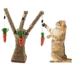 Litewood Pet Climbing Tree Toy Cat Rattan Grass Scratcher Bunny Fun Tree Rabbit Toy Small Animal Climbing Frame Activity Center with Carrot for Cat Rabbit Hamster