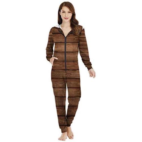 C COABALLA Wood Texture -,Womens Onesie Pajamas Sportswear Wood Planks Maplewood - New Jersey M