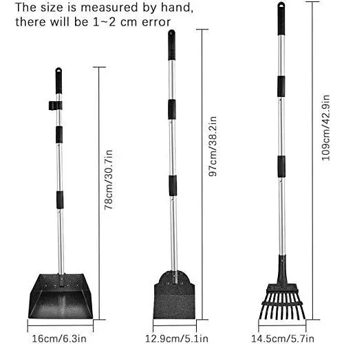 PETRIP Poop Scooper, 3 Pack Metal Long Handle Dog Poop Scoop Rake and