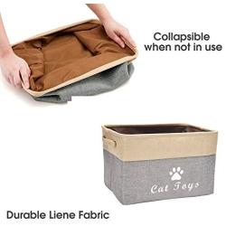 Xbopetda Linen Dog Storage Basket Bin Chest Organizer - Perfect for Organizing Dog Toys Storage, Dog Shirts, Dog Coats, Dog Toys, Dog Clothing-Gray-Cat Toys