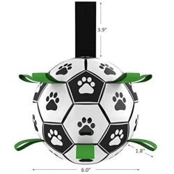 Dog Soccer Ball - Dog Ball Toys Dog Tug Toy with Upgrade Grab Taps, Interactive Dog Toy Fun Dog Water Toys, Lightweight Herding Ball for Small Medium Large Dogs