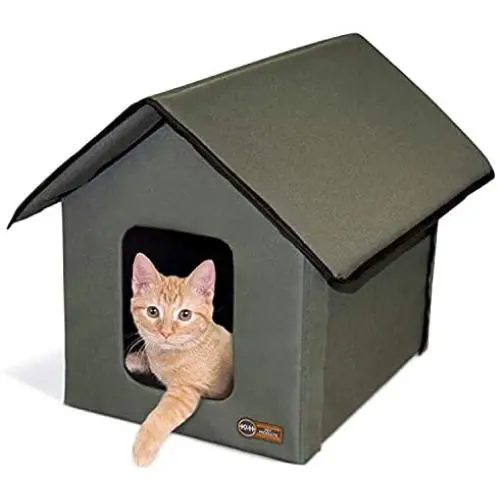 K&H PET PRODUCTS Outdoor Kitty House Cat Shelter (Unheated) Olive Green 18 X 22 X 17 Inches K&H PET PRODUCTS Outdoor Kitty House Cat Shelter (Unheated) Olive Green 18 X 22 X 17 Inches