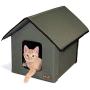 K&H Pet Products Outdoor Kitty House Cat Shelter (Unheated) Olive 18 X 22 X 17 Inches